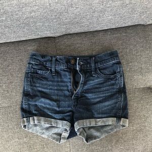 Hollister dark wash high waist jean shorts-00